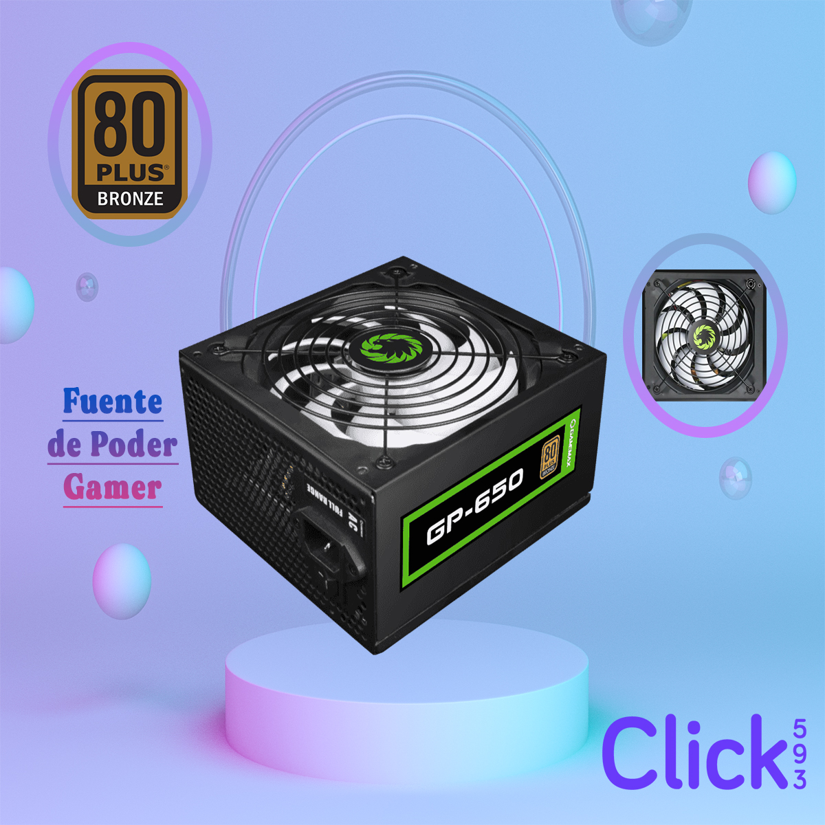 Fuente de poder Gamer Gamemax GP-650W